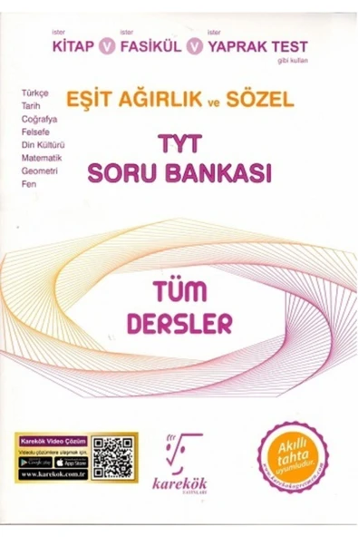 Karekök Tyt Tüm Dersler Eşit Ağırlık Ve Sözel Soru Bankası