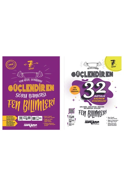 7. Sınıf Fen Bilimleri Güçlendiren Soru Bankası + 32 Haftalık Güçlendiren Kazanım Denemesi