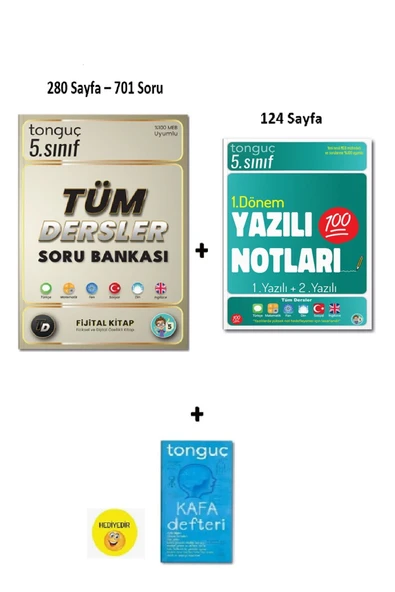 5. Sınıf Tüm Dersler Soru Bankası + Yazılı Notları 1. Dönem 1 ve 2. Yazılı (Kafa Defteri Hediyeli)