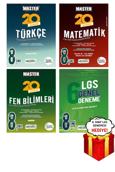 8. Sınıf Lgs Master Türkçe Matematik Fen 20'li Deneme Ve 6'lı Genel Deneme Seti Okyanus - Hediyeli