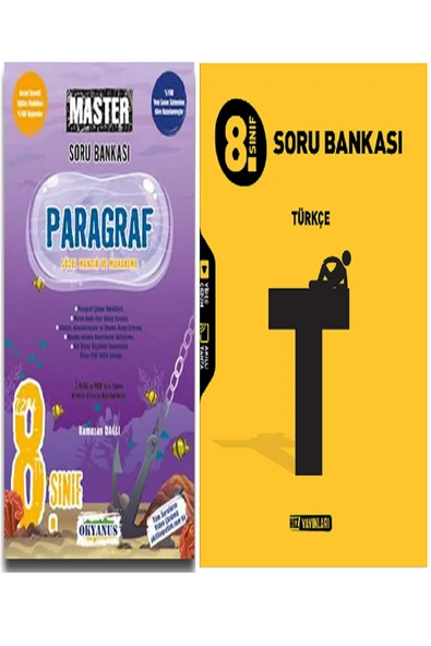 8.Sınıf HIZ Yayınları Türkçe Soru Bankası + 8.Sınıf LGS Okyanus Yayınları Paragraf 2 Kitap