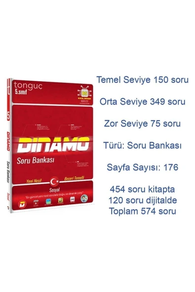 Tonguç 5. Sınıf Dinamo Tüm Dersler Soru Bankası Seti 2022 5 Kitap - 4