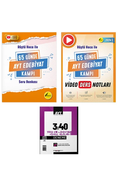 65 Günde AYT Edebiyat Kamp Kitabı ve Video Ders Notları Seti + Deneme