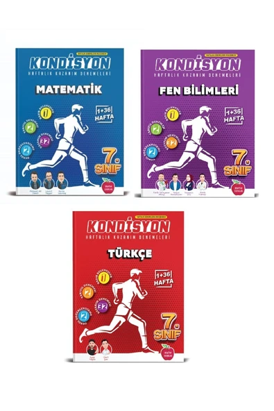 7.Sınıf Kondisyon Matematik + Fen Bilimleri + Türkçe Deneme Seti (3 Kitap)