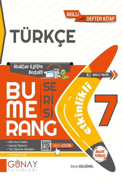 Günay Yayınları 7. Sınıf Bumerang Etkinlikli Türkçe Kitabı 2023