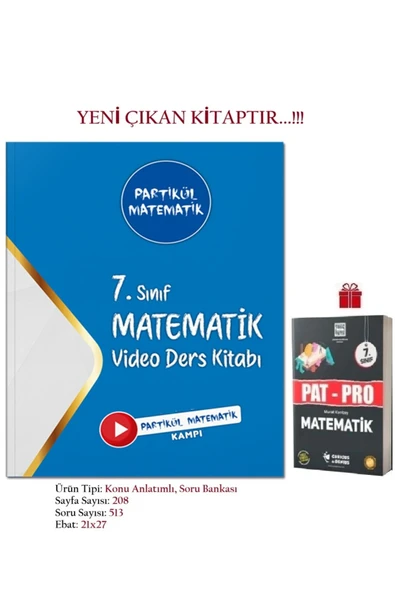 YENİ ÜRÜN..! 7. Sınıf Partikül Matematik Video Ders Kitabı ve Pat-Pro Matematik Soru Bankası