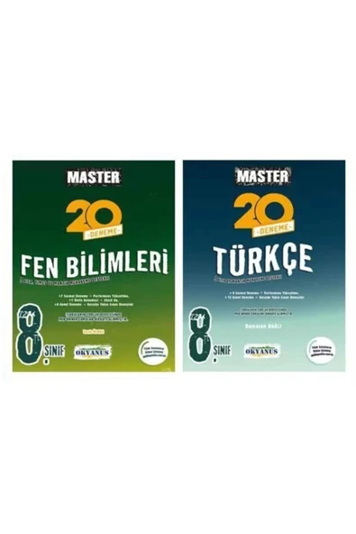 8. Sınıf Master 20 Fen Bilimleri Denemesi + Master 20 Türkçe Denemesi (2 Kitap)