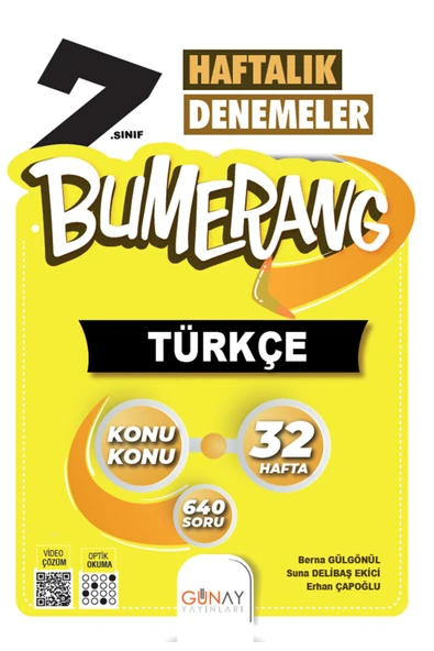 Günay Yayınları 7. Sınıf Bumerang 32 Haftalık Türkçe Denemeleri