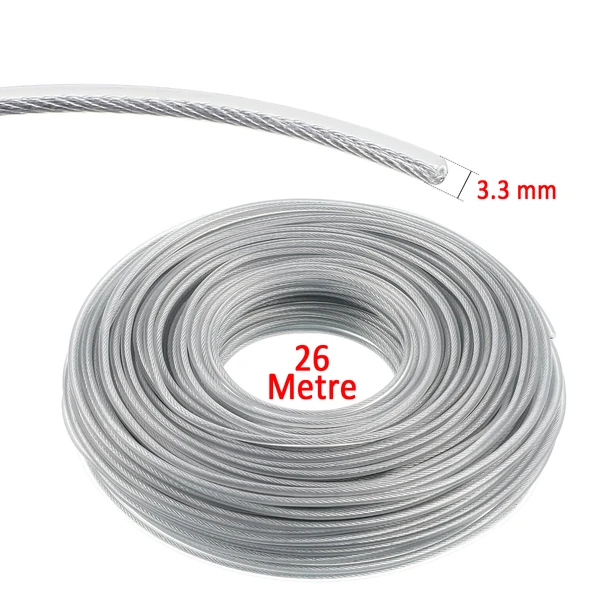 Çelik Telli Motorlu Tırpan Yuvarlak Misina Çim Ot Biçme Teli Güçlü Profesyonel 3.3 mm 26 Metre - 2