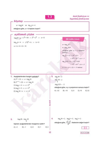 AYT Logaritma-0 Konu Anlatımlı Çözümlü Soru (Logaritma'm Sıfır Diyenlere) - 4
