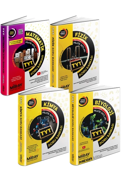Miray TYT Sayısal Matematik Fizik Kimya Biyoloji 4'lü Soru Bankası Seti (4 Kitap)