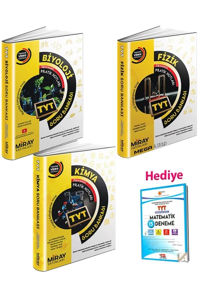 Miray TYT Sayısal Fizik Kimya Biyoloji 3'lü Soru Bankası Seti + Tandem TYT Matematik Deneme (Hediye)