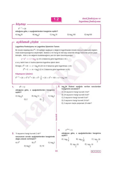AYT Logaritma-0 Konu Anlatımlı Çözümlü Soru (Logaritma'm Sıfır Diyenlere) - 3