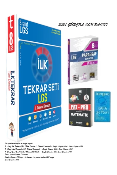 LGS İlk Tekrar Seti ve 8. Sınıf Lgs Paragraf Denemeleri İle PAt-Pro Matematik Soru Bankası+Kafa Def.