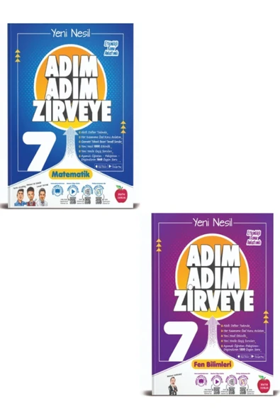 7.sınıf Adım Adım Matematik, Fen Bilimleri Soru Bankası Seti Hediyeli