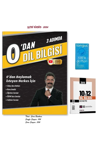 0'dan Dil Bilgisi ve 2024 TYT Dil Bilgisi Tamamı Video Çözümlü 10 Deneme Marka Yayınları