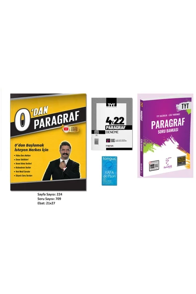 0'dan Paragraf ve Karekök Paragraf Soru Bankası (Paragraf Deneme+Kafa Defteri) Seti