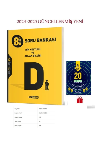 8. Sınıf Din Kültürü Soru Bankası ve Netfen 20'Li Din Kültürü Branş Denmesi 2024-2025 Yenilenmiş