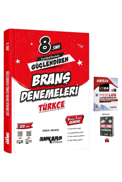 8. Sınıf Güçlendiren Türkçe Branş Denemeleri ve 2024 Lgs çıkmış Soruları+Pat-Pro Matematik Soru B.