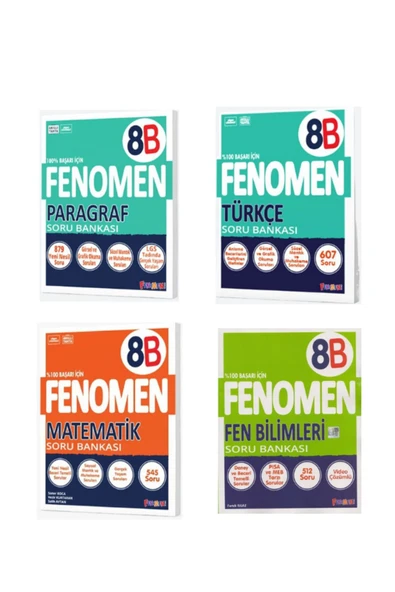 fenomen 8.sınıf lgs matematik türkçe paragraf ve fen B soru bankası