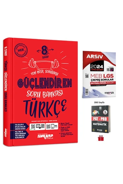 8. Sınıf Güçlendiren Türkçe Soru Bankası ve 2024 LGS Çıkmış Soru+Pat-Pro Matematik Soru Bankası