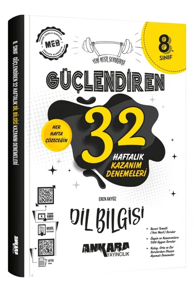 8. Sınıf Güçlendiren 32 Haftalık Dil Bilgisi Kazanım Denemeleri
