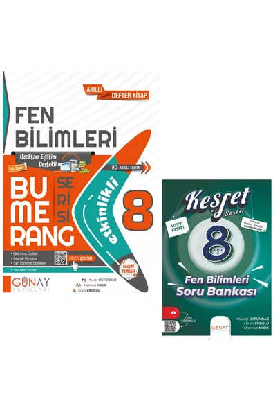 Günay Yayınları 8. Sınıf Bumerang Etkinlikli Fen Bilimleri Soru Bankası Ve Keşfet Fen 2023