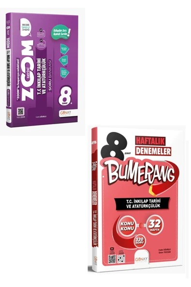 8. Sınıf Zoom İnkılap + Bumerang İnkılap 32 Haftalık Deneme Seti