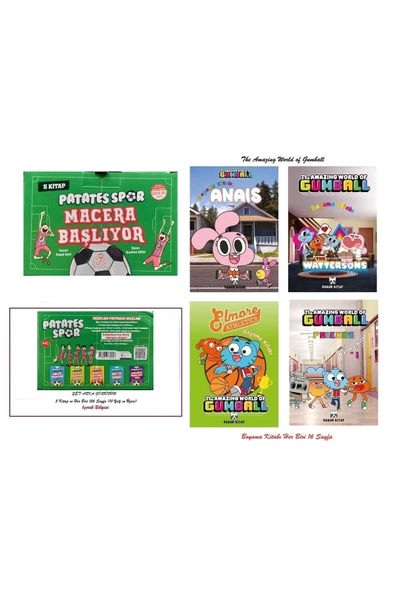 10 Yaş ve Üzeri Patates Spor-Macera Başlıyor 5 Kitap 156 Syf+The Amazing World of Gumball Boyama Kit