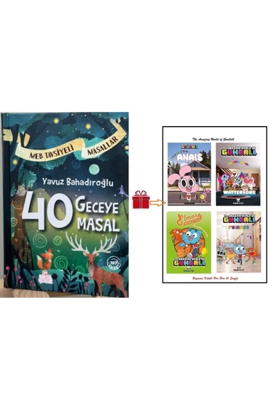 40 Geceye 40 Masal Yavuz Bahadıroğlu ve 4 Adet Gumball Lisanslı Boyama Kitapları 16 Syf'lık Her Biri