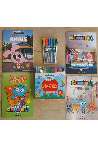 Lisanslı Boyama Kitabı 4 Adet 16'Syf+Triball 8 Adet Renkli Tükenmez Kalemi+24'Lü Pastel Boya Kalemi