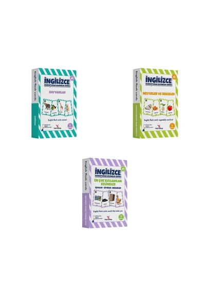 4-9 Yaş İngilizce Konuşturan Kelime Kartları English Flash Cards/ Okul Öncesi ve İlkokul /376 Kelime