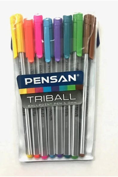 Triball Tükenmez Kalem Renkli 8'li Vakumlu