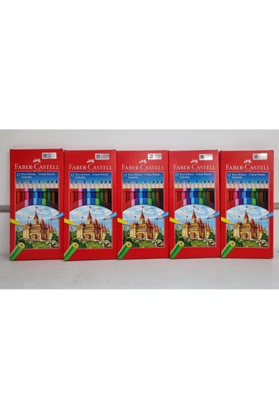 12 Renk Tam Boy Karton Kutu Kuru Boya Kalemi / 5 paket
