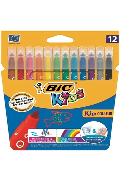 Keçeli Boya Kalemi Kids Couleur Yıkanabilir 12 Renk 920293 / Bic