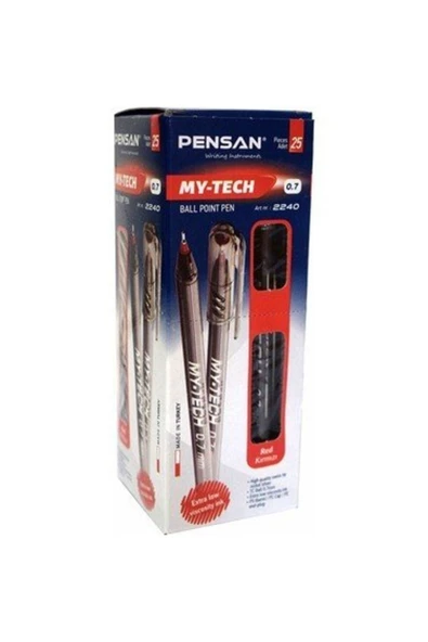 My-tech 0.7mm Tükenmez Kalem 25'li Kutu - Kırmızı