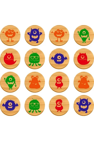 Memory Game Monsters - Ahşap Canavarlar - 2