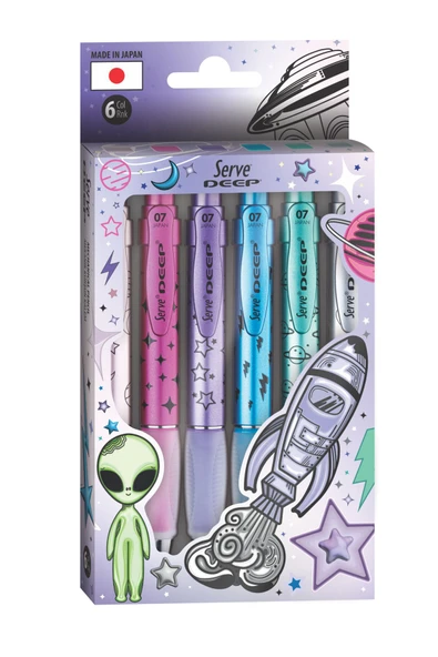 Deep M.Kurşun Kalem Uzay Tema Metalik 6 Lı Kutu Set-A