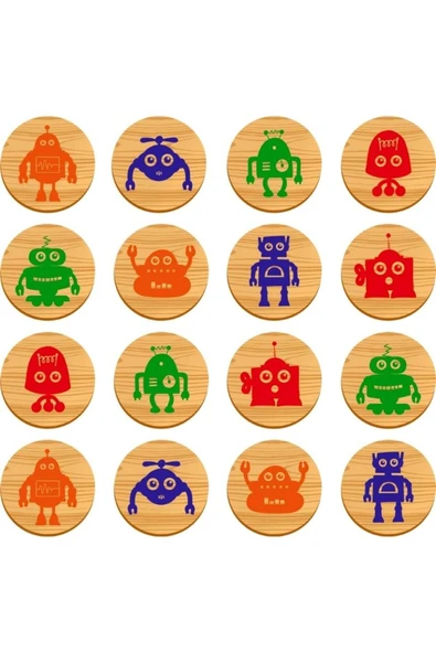 Memory Game Robots - Ahşap Robotlar - 3