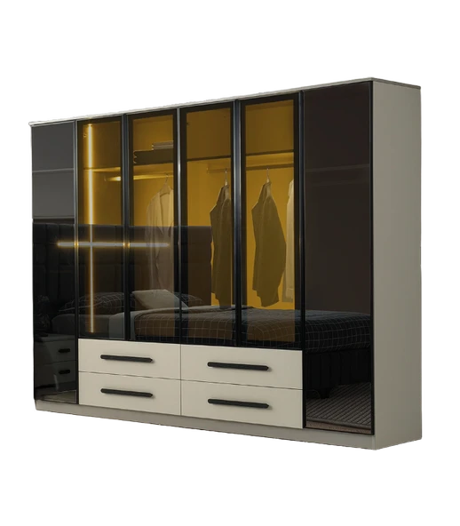 Himalaya 6 Kapaklı %100 MDF Gardırop | Ücretsiz Teslimat ve Kurulum