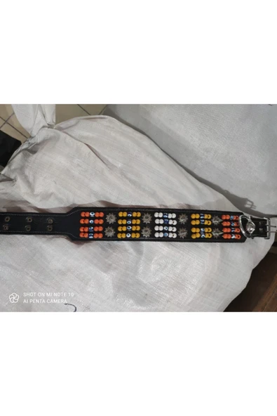 kastamonu yöresel ürünleri Hakiki Deri Süslü Köpek Tasması En 10 Cm Boy 75 Cm