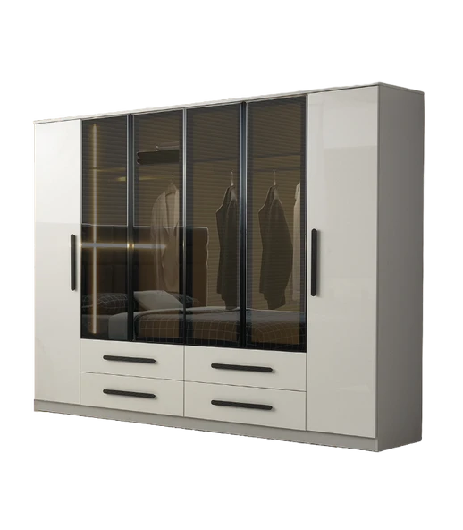 Atlas 6 Kapaklı %100 MDF Gardırop | Ücretsiz Teslimat ve Kurulum