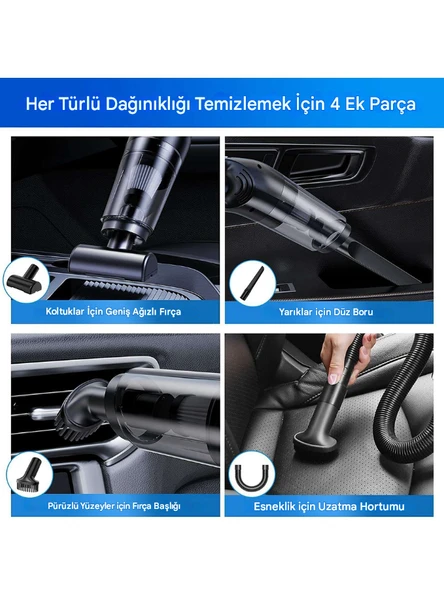 QASUL Taşınabilir Araç Süpürgesi USB Şarjlı Süpürge  Araçlar İçin Ve Ev İçinde Kullanım - 5