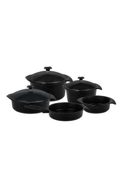 Flipper Siyah Cam Tencere Set
