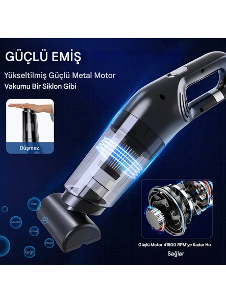 QASUL Taşınabilir Araç Süpürgesi USB Şarjlı Süpürge  Araçlar İçin Ve Ev İçinde Kullanım - 3