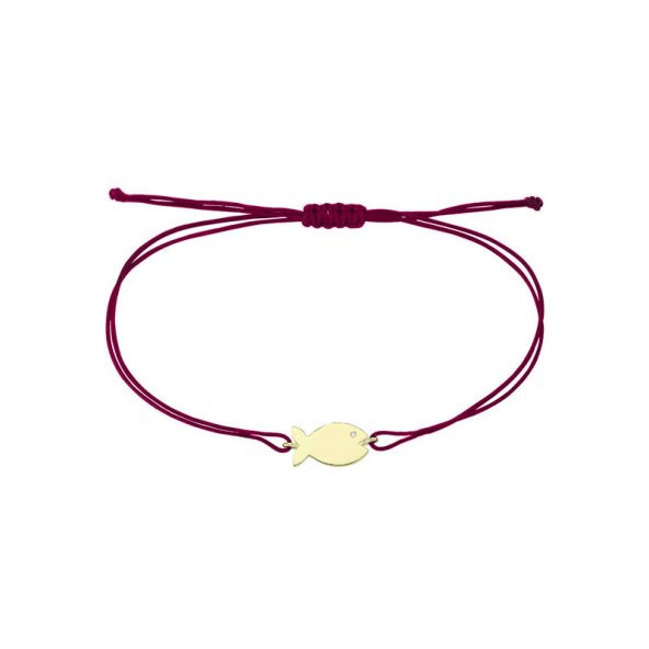 14 Ayar Altın Sevimli Balık İpli Bileklik - Resim 3