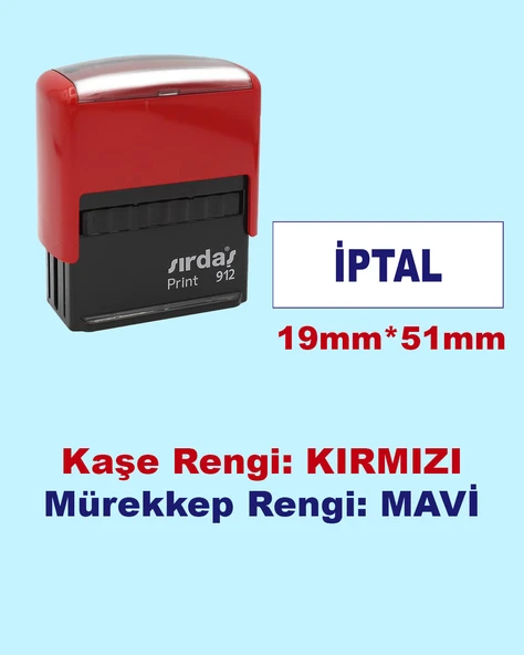 İptal Kaşesi, 912 (51x19 mm) Mavi Keçeli Otomatik Kaşe - 2
