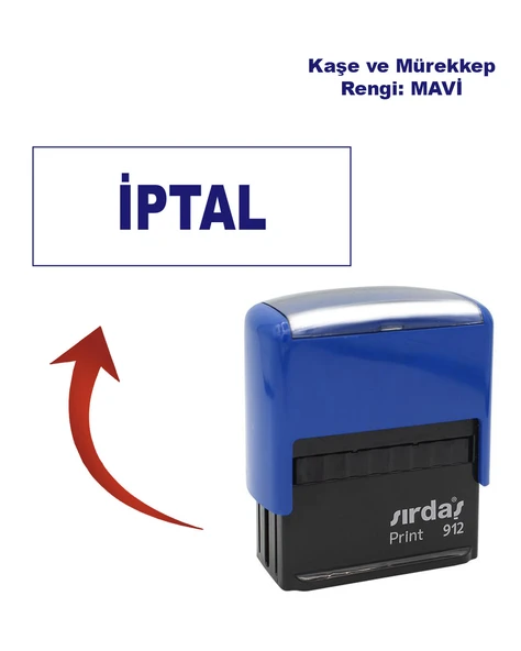 İptal Kaşesi, 912 (51x19 mm) Mavi Keçeli Otomatik Kaşe