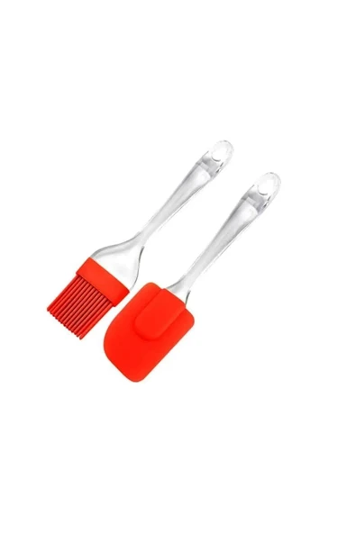 2 Li Set Silikon Pasta - Börek - Poğaça Yağ Fırçası ve Silikon Spatula Seti - 2