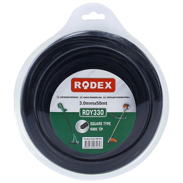Misina Motorlu Tırpan Kare Misina 3 mm 50 Metre Çim Ot Biçme Teli RDY330 - 2